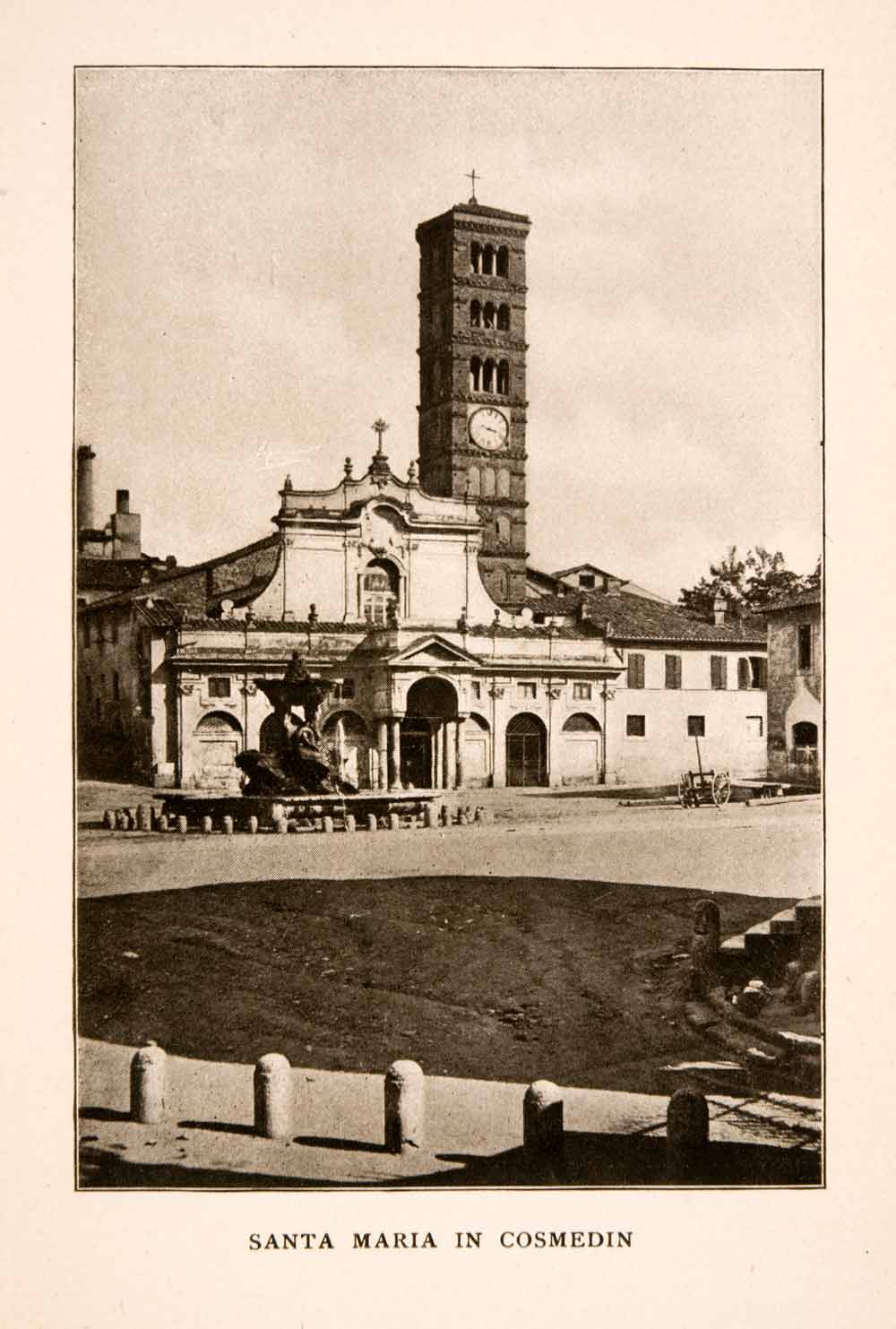 1905 Halftone Print Church Santa Maria Cosmedin Architecture Tower Rome XGKA6