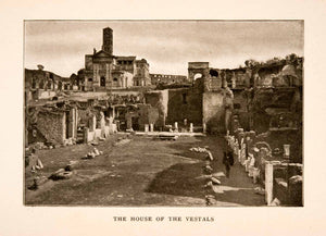 1905 Halftone Print House Vestal Virgins Rome Italy Archeology Ruin Temple XGKA6