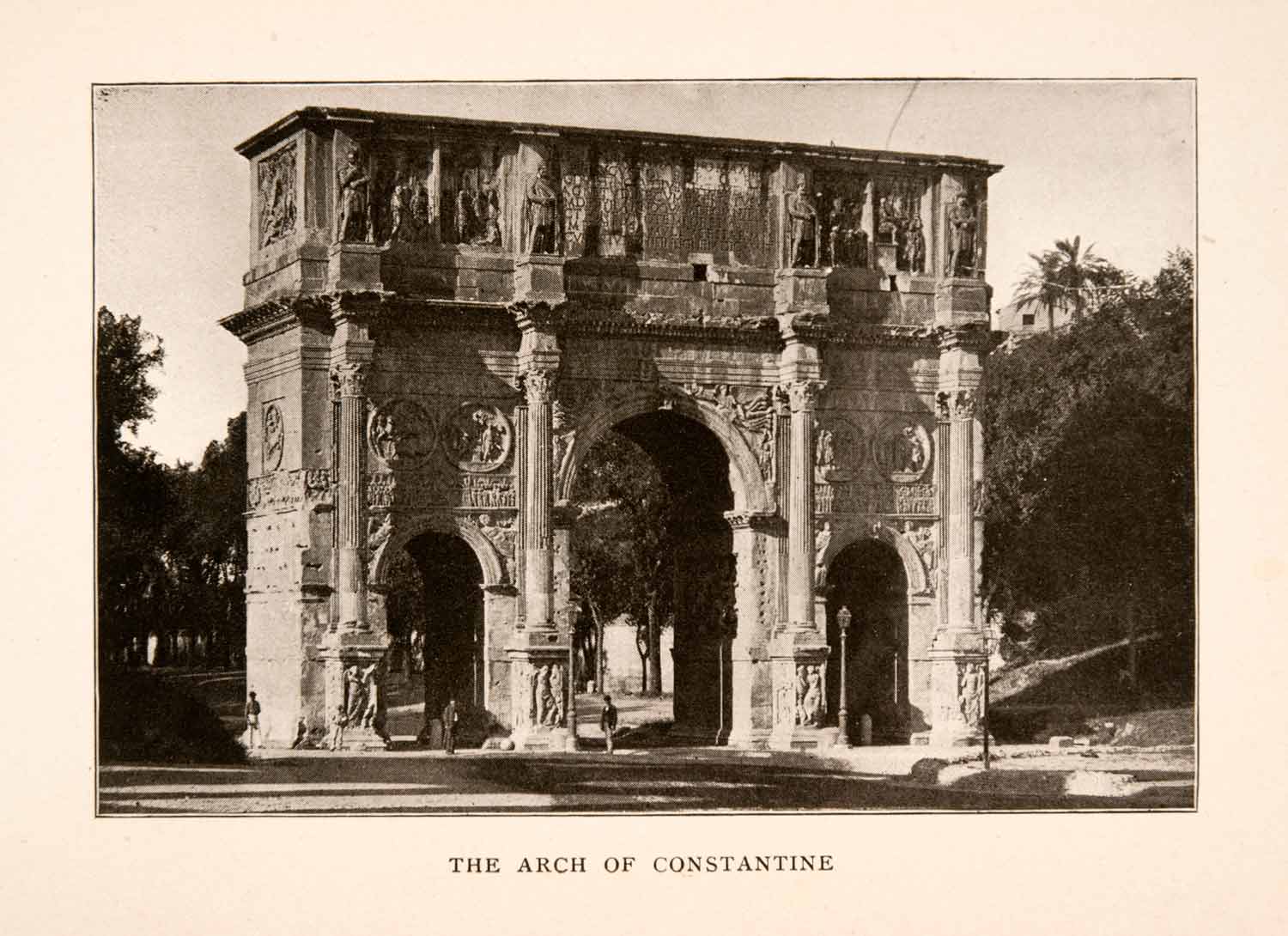 1905 Halftone Print Arch Constantine Rome Italy Architecture Via XGKA6