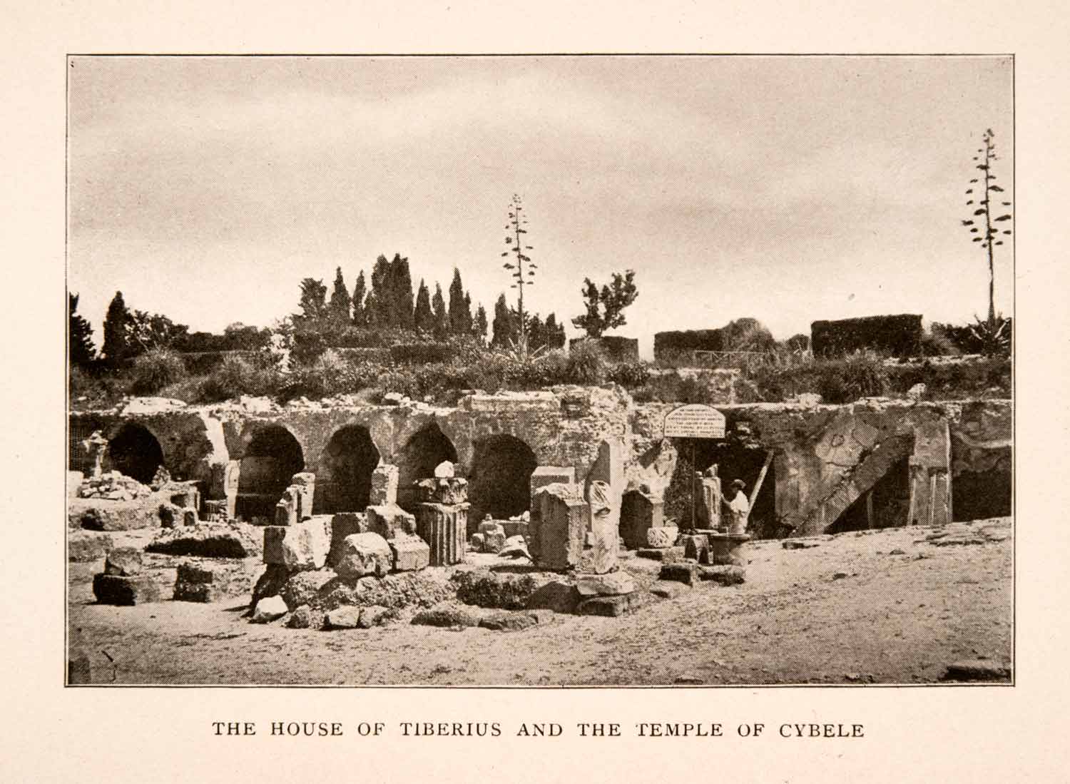 1905 Halftone Print House Tiberius Temple Cybele Ruin Archeology XGKA6