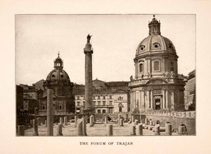 1905 Halftone Print Forum Trajan Rome Italy Architecture Basilica XGKA6