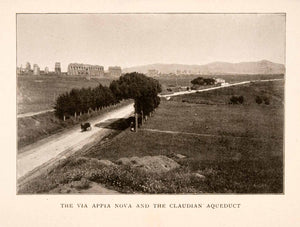 1905 Halftone Print Via Appia Claudian Aqueduct Rome Italy Landscape Ruin XGKA6