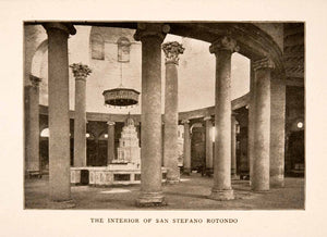 1905 Halftone Print San Stefano Rotunda Corinthian Column Colonnade Rome XGKA6