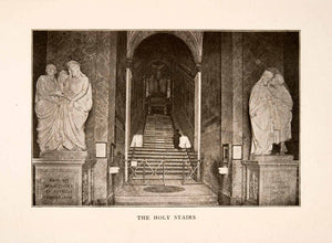 1905 Halftone Print Holy Stairs Rome Italy Roman Catholic Lateran Palace XGKA6
