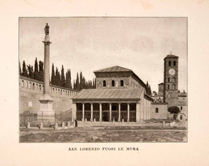 1905 Halftone Print Architecture Rome Italy San Lorenzo Fuori Le Mura XGKA6