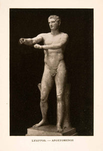1905 Photolithograph Statue Art Greek Lysippos Apoxyomenos Scraper Votive XGKA6