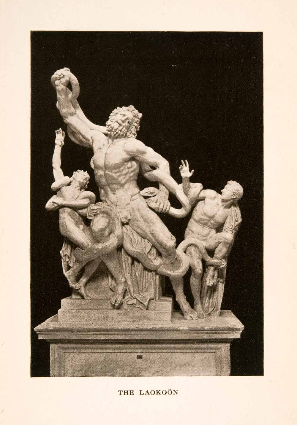 1905 Photolithograph Greek Sculpture Art Laoco&#246;n Mythology Trojan XGKA6