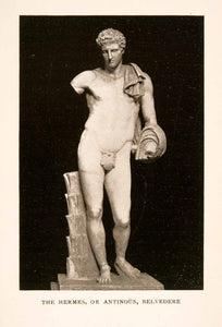 1905 Photolithograph Hermes Antino&#252;s Sculpture Art Belvedere Chlamys XGKA6