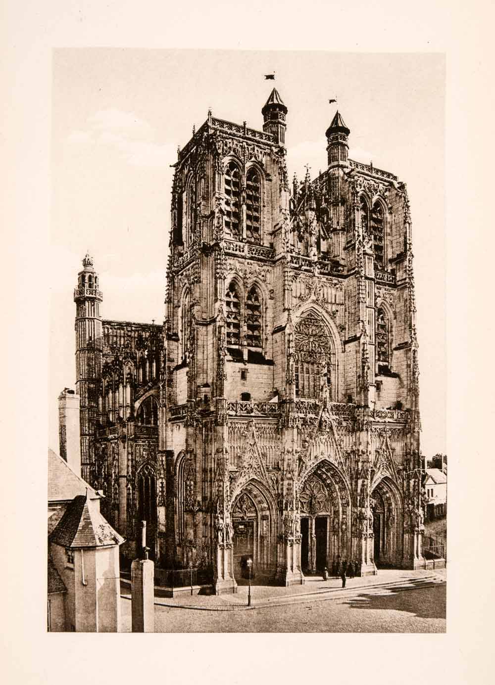 1904 Photogravure Cathedral Wulfram Abbeville Somme France Architecture XGKA7