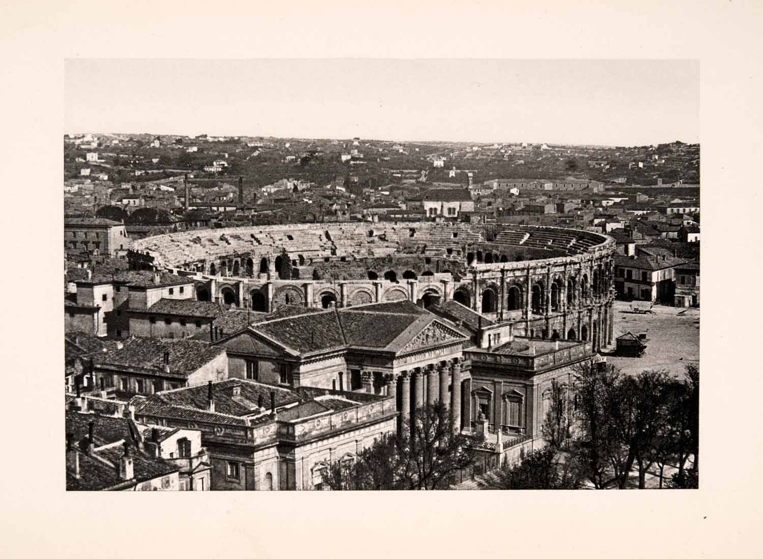 1904 Photogravure Amphitheater Nimes Arena Bullring Roman Landmark XGKA7