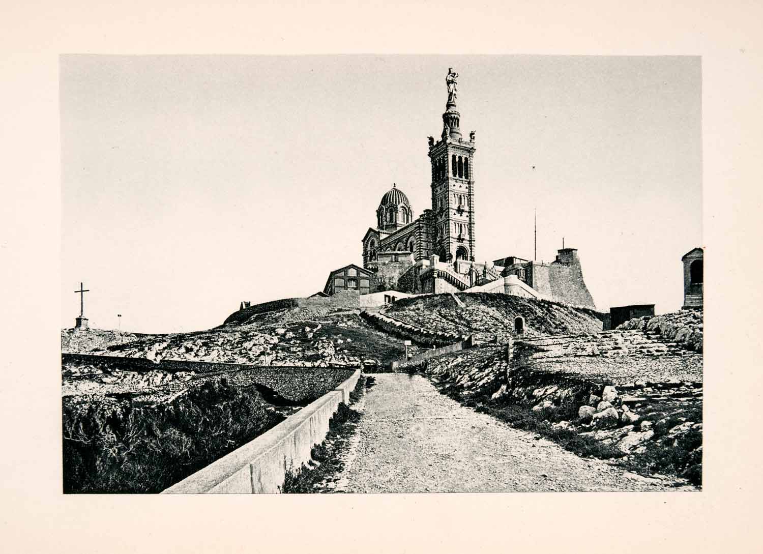 1904 Photogravure Notre Dame Garde Marseille Basilica Neobyzantine XGKA7