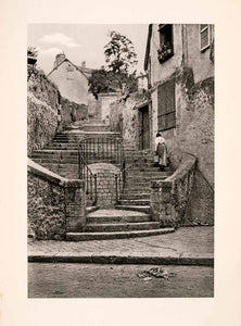 1904 Photogravure Chartres Stairway Historical Town Street View City XGKA7
