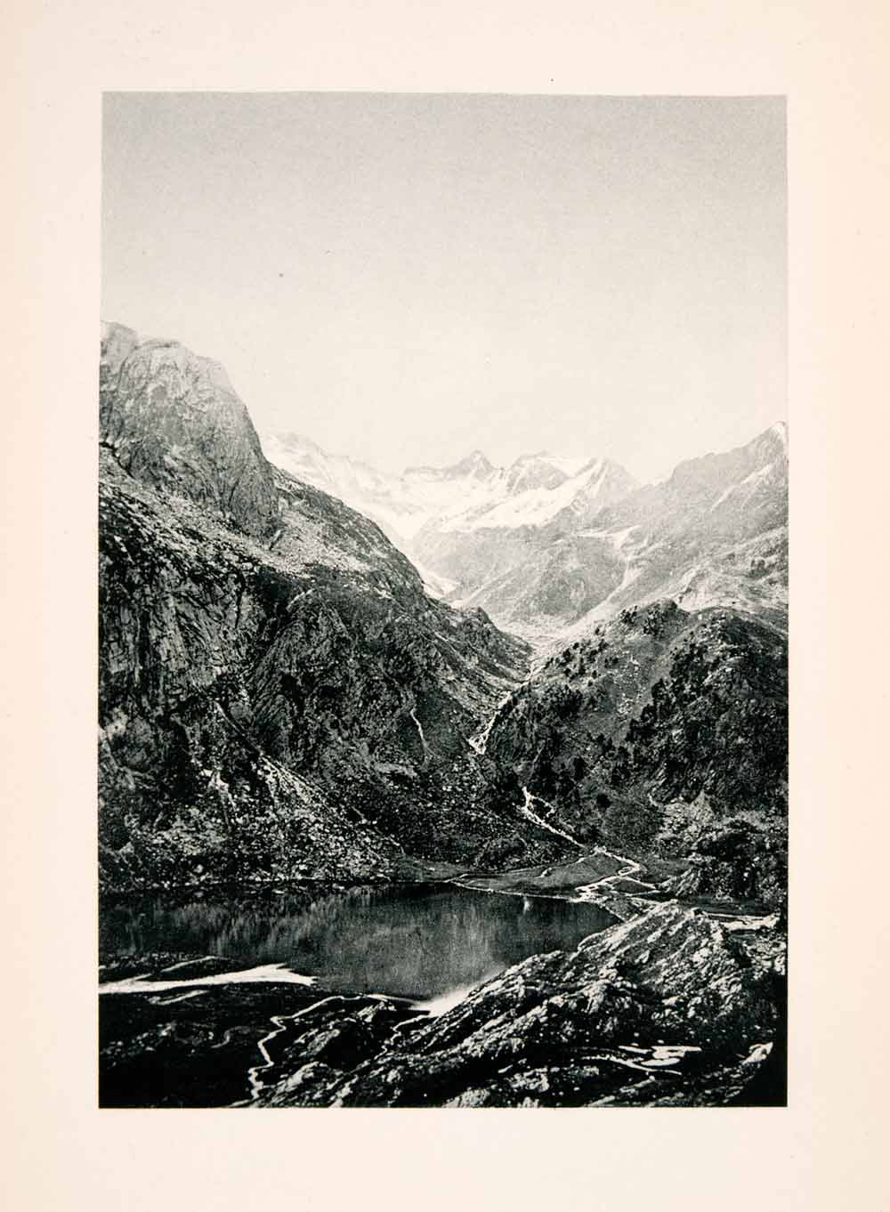 1904 Photogravure Espingo Lake Lac Pyrenees Haute-Garonne Mountain XGKA7
