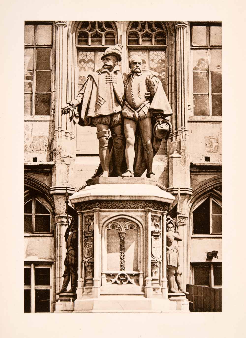 1904 Photogravure Statue Count Egmont Hoorne Brussels Costume Petit Sablon XGKA7