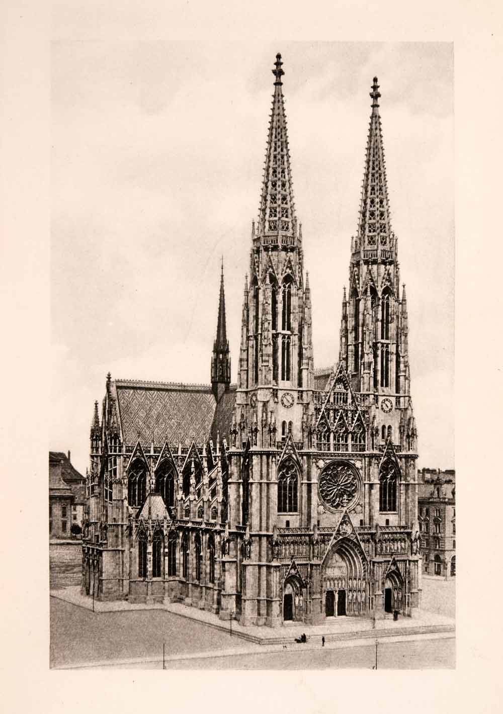 1902 Photogravure Votive Church Vienna Austria Cathedral Neo Gothic XGKA9