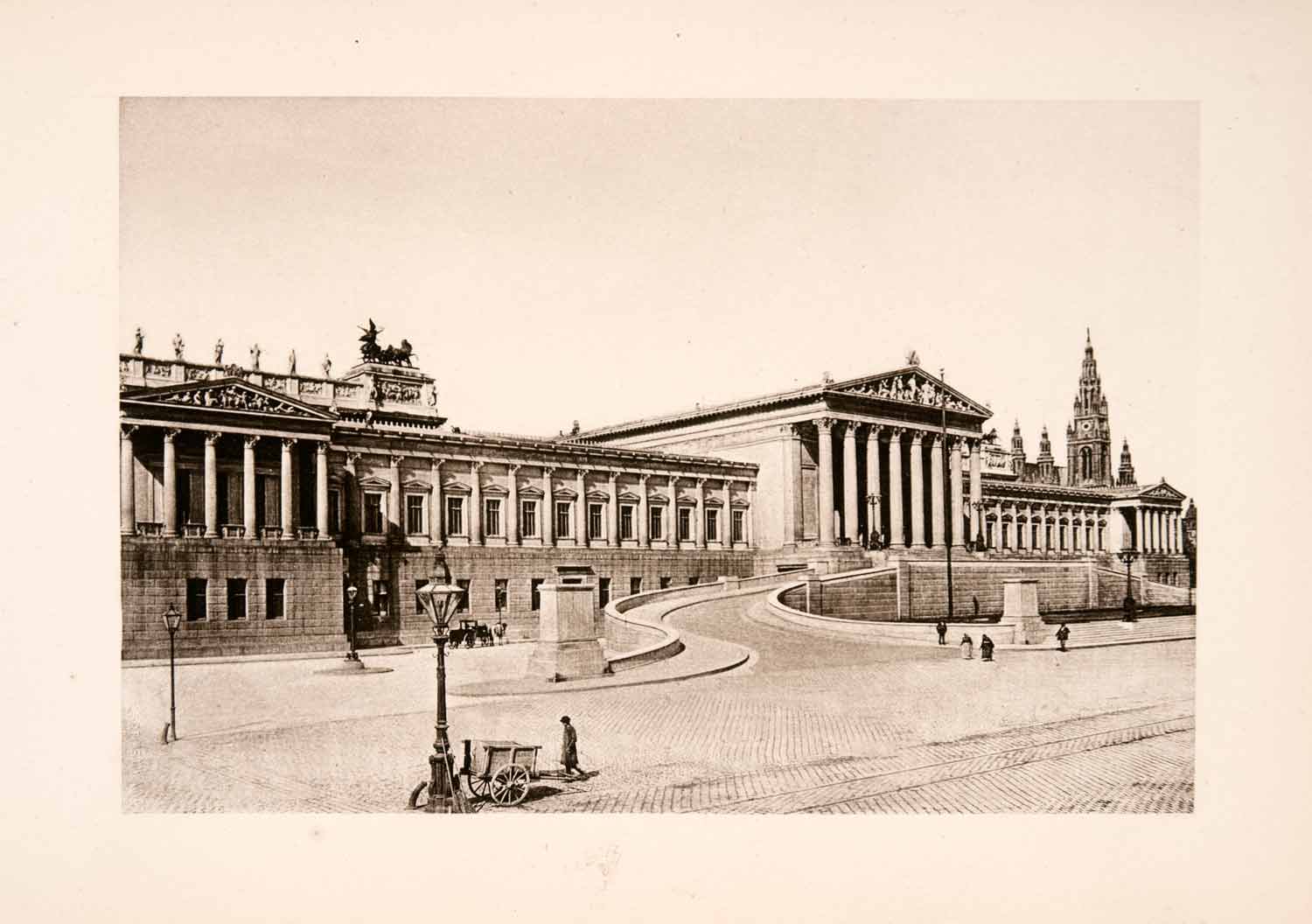 1902 Photogravure Vienna Austria Parliament Houses Building Government XGKA9
