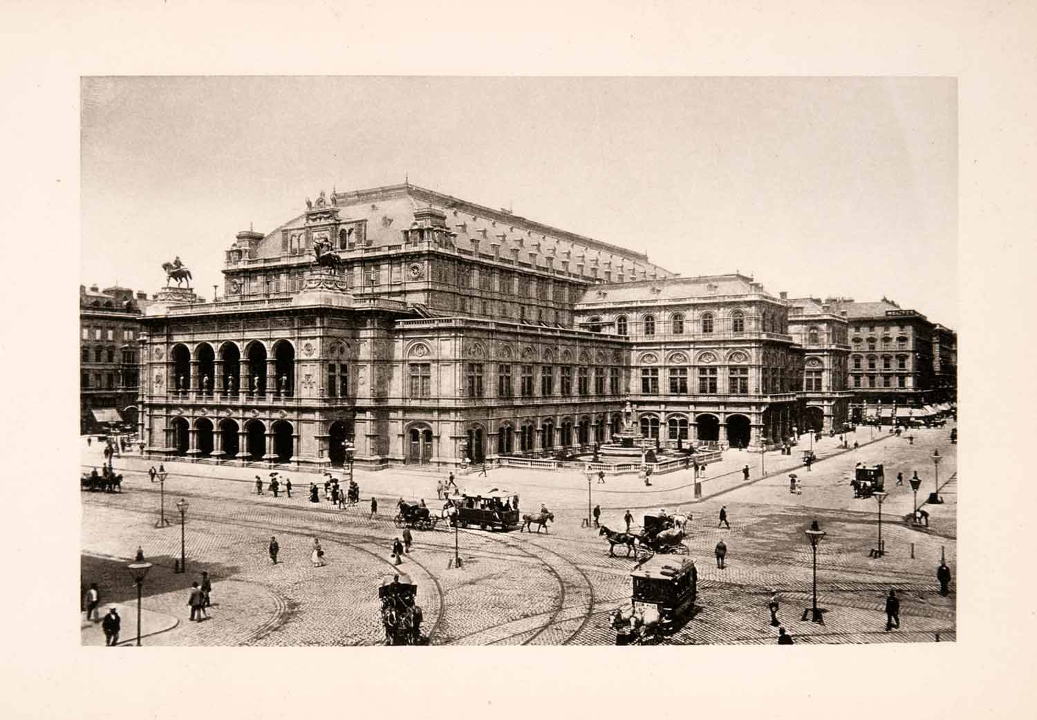 1902 Photogravure Imperial Opera House Vienna Austria Streetscape Historic XGKA9