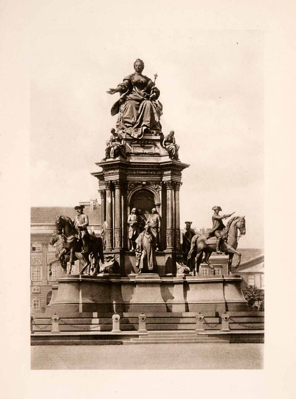 1902 Photogravure Empress Maria Theresa Equine Monument Vienna Austria XGKA9