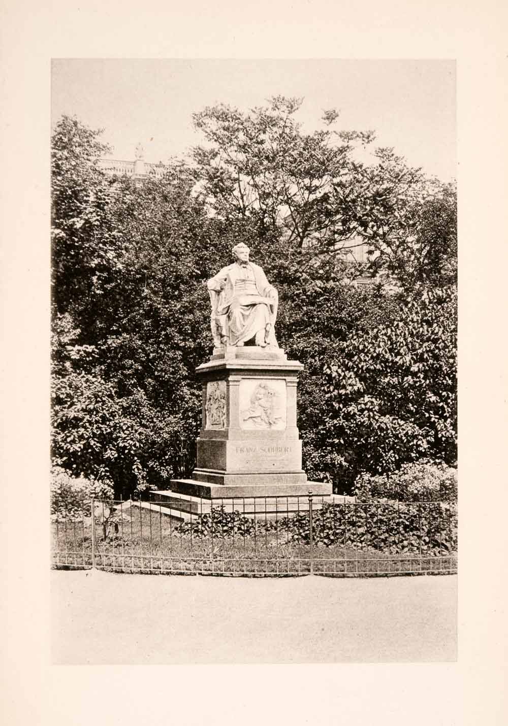 1902 Photogravure Franz Schubert Music Composer Statue Vienna Austria XGKA9