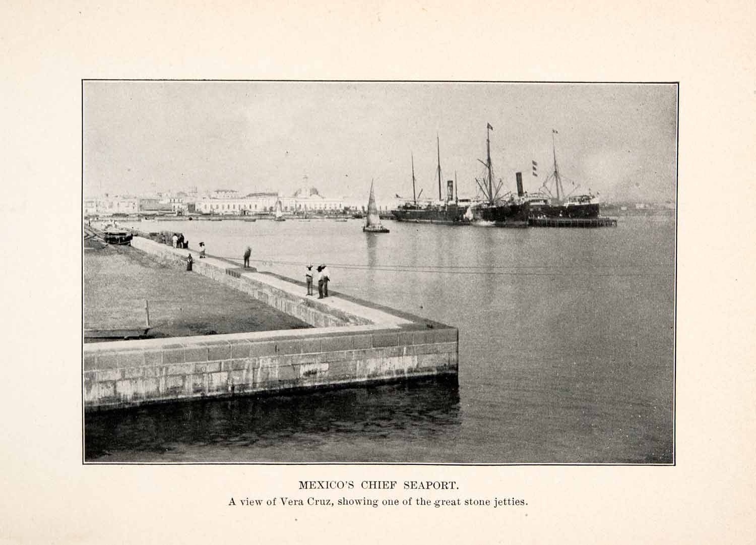 1914 Print Mexico Chief Seaport Heroica Veracruz Stone Jetties Piers XGKB2