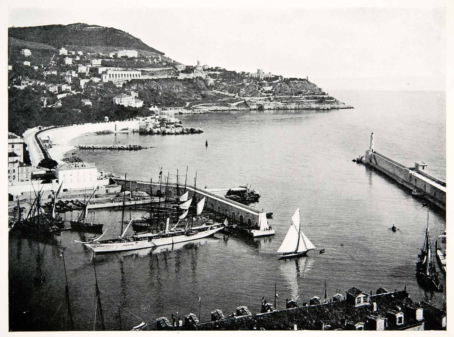 1902 Print Nice Port Lympia Harbor French Riviera Cote Dazure XGKB3