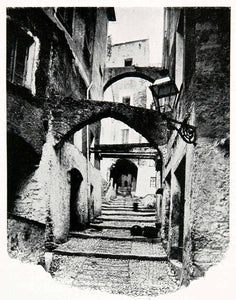1902 Print Via Capitolo Street Arch Sanremo Ligurian Coast Italian Riviera XGKB3