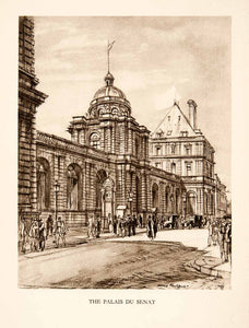 1926 Photolithograph Luxembourg Palace Palais Paris French Senate XGKB4