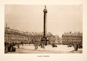 1926 Photolithograph Henry Rushbury Art Place Vendome Paris City Square XGKB4