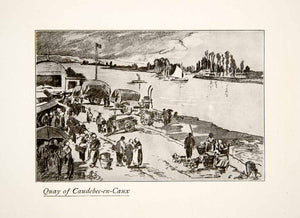 1925 Print Caudebec-en-Caux Normandy France Quay River Cityscape McManus XGKB6