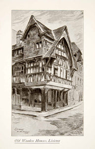 1925 Print Lisieux Normandy France Wooden House Architecture Blanche XGKB6