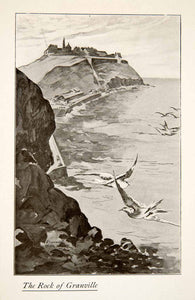 1925 Print Granville Rock Manche Normandy France Landscape Blanche McManus XGKB6