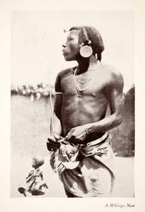 1927 Print M'Gogo Tribal Man Africa Ear Plates Cultural Body Mutilation XGKC3