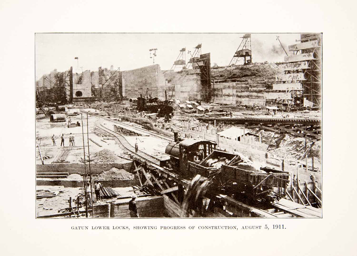 1926 Print Gatun Lower Locks Progress Construction Panama Canal Atlantic XGKC7