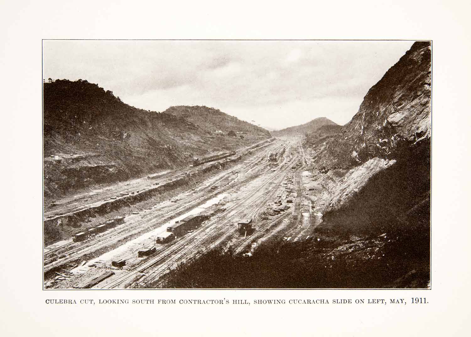 1926 Print Landscape Culebra Cut Contractors Hill Cucaracha Slide Panama XGKC7