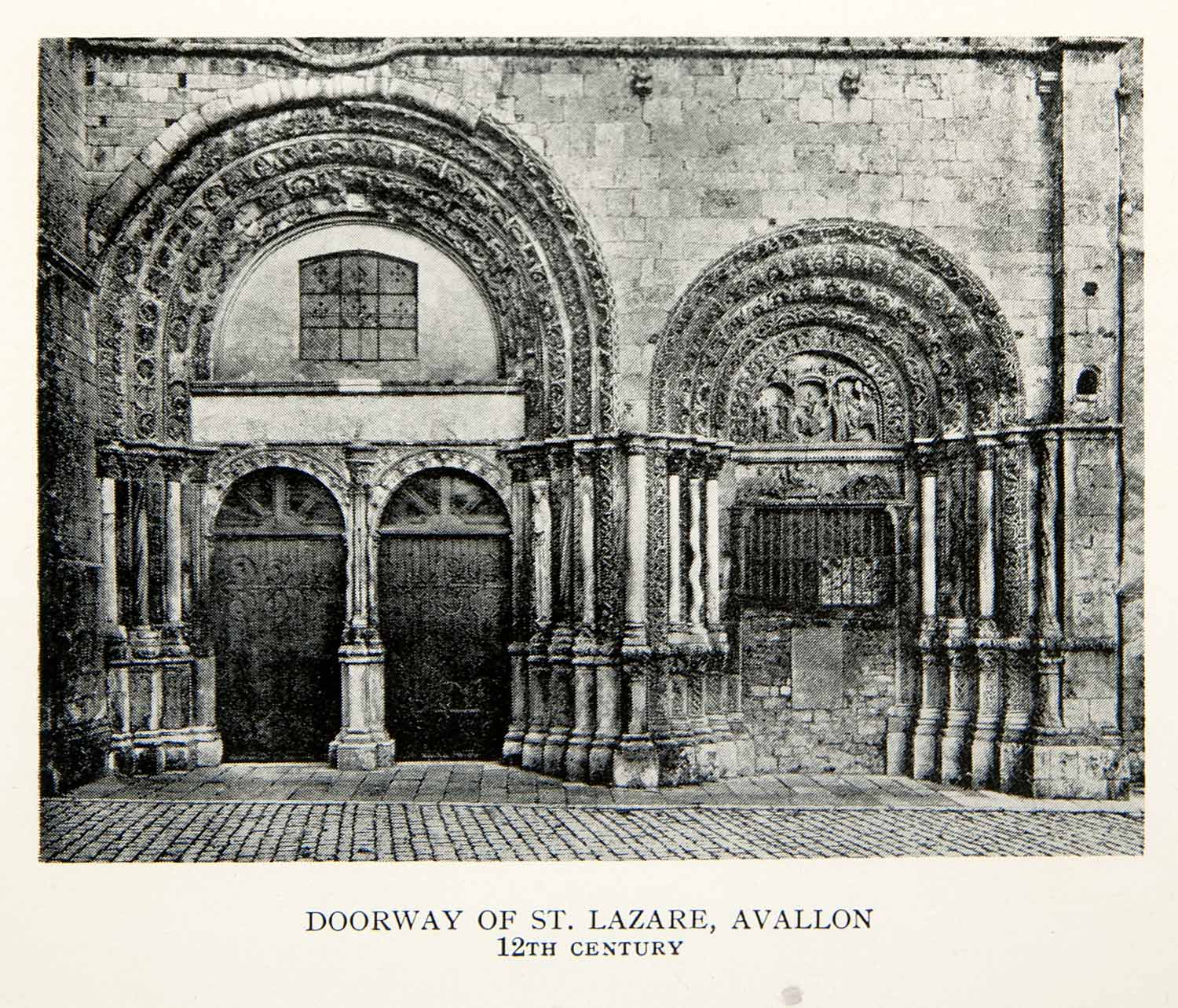 1927 Print Doorway Saint Lazare Lazarus Avallon Burgundy Yonne France XGKC9