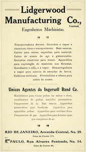 1909 Ad Lidgerwood Manufacturing Brazil Rio de Janeiro Machine Engineering XGL2