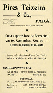1909 Ad Pires Teixeira & Ca Para Brazil Nut Exporters Cocoa Cacao Products XGL2