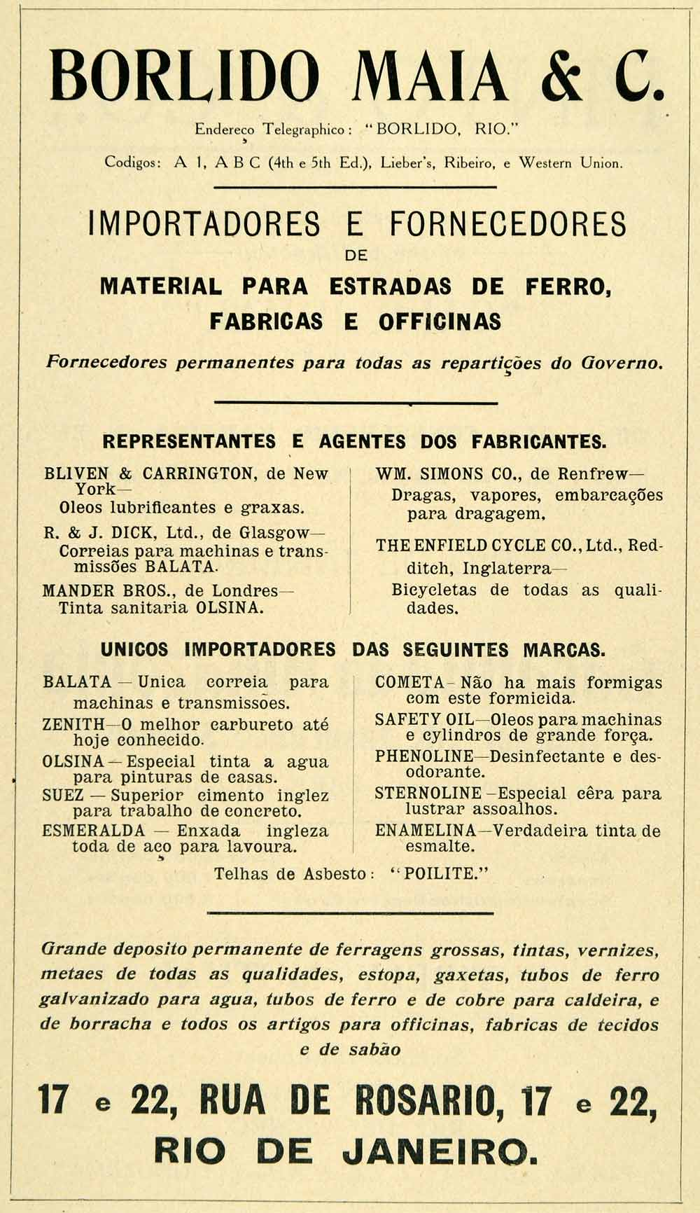 1909 Ad Borlido Maia & C Imports Metal Material Industrial Rua de Rosario XGL2