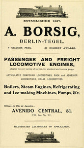 1909 Ad A Borsig Berlin Freight Locomotive Engines Railway Railroad Brazil XGL2