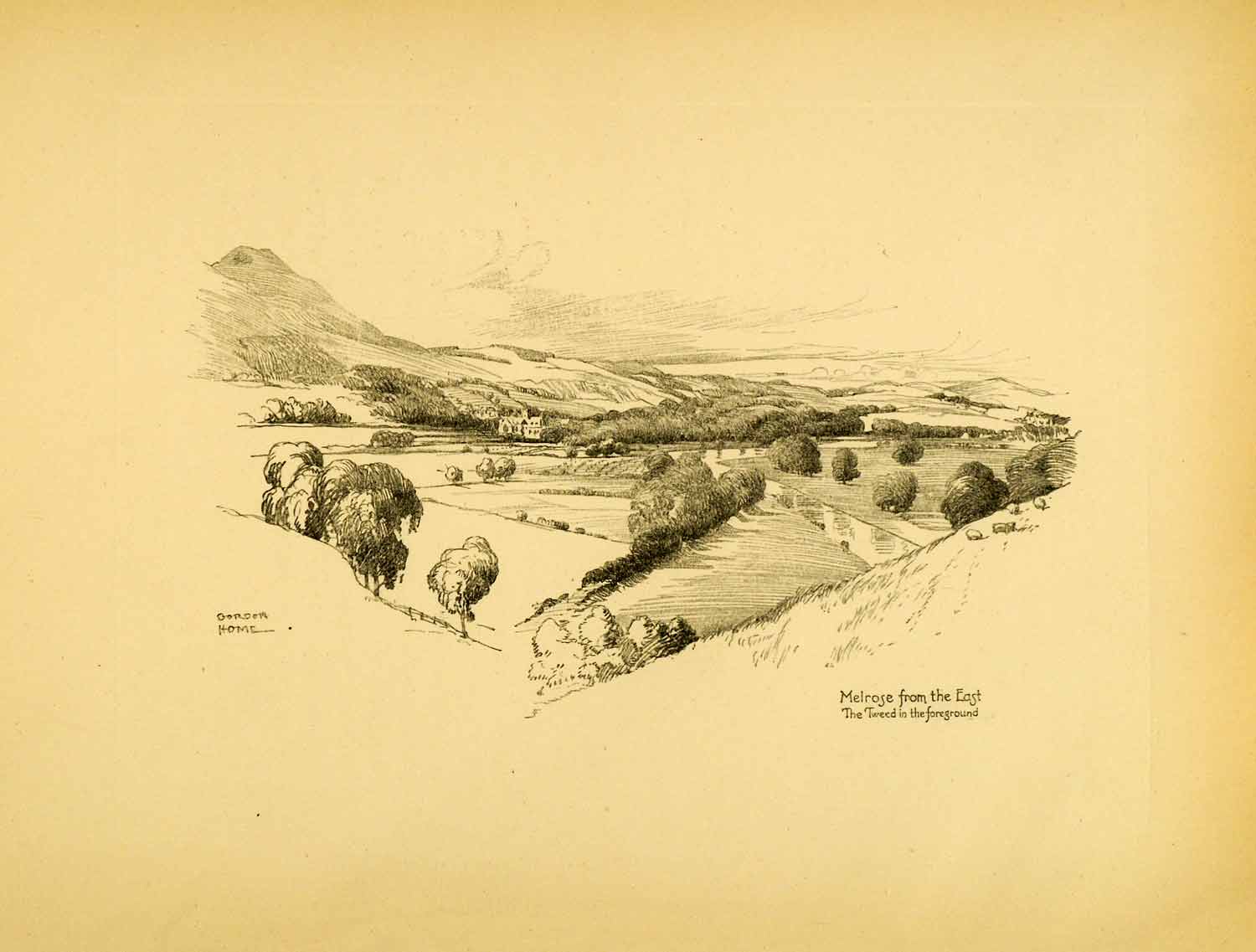 1927 Print Melrose Scotland River Tweed Countryside Landscape Gordon Home XGL3