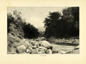 1898 Wood Engraving Reunnam River G Vuillier Landscape Burma Tibet XGL4