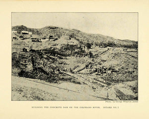 1906 Print Colorado River Concrete Dam Construction Landscape James XGL5