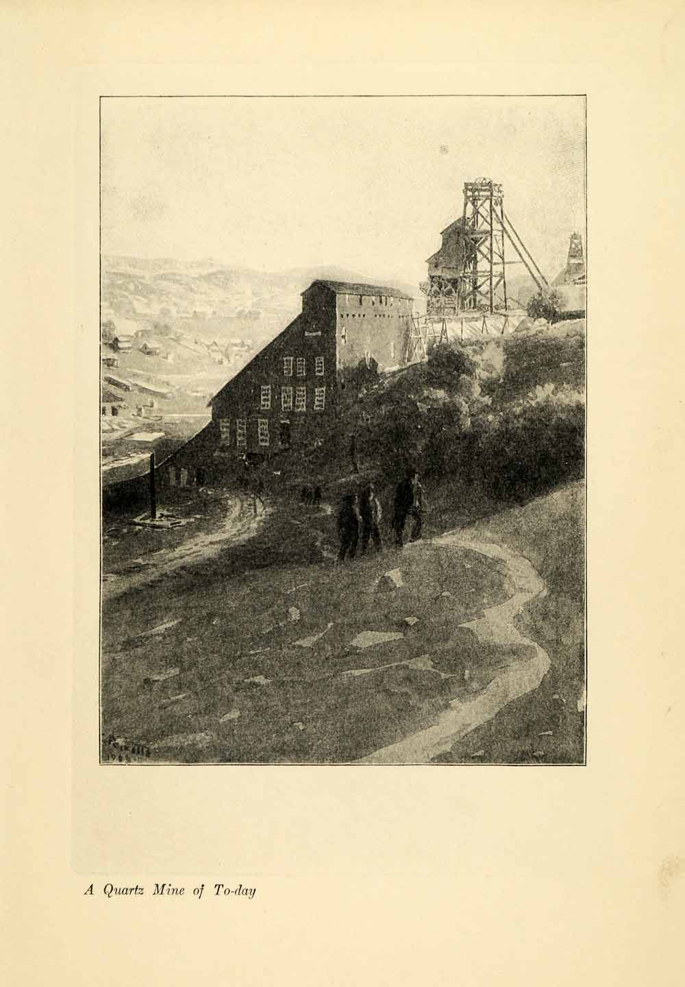 1910 Print California Quartz Mine Miners Industrial Ernest Clifford XGL6