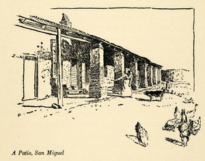 1910 Print Historic San Miguel Spanish Mission Patio California Peixotto XGL6