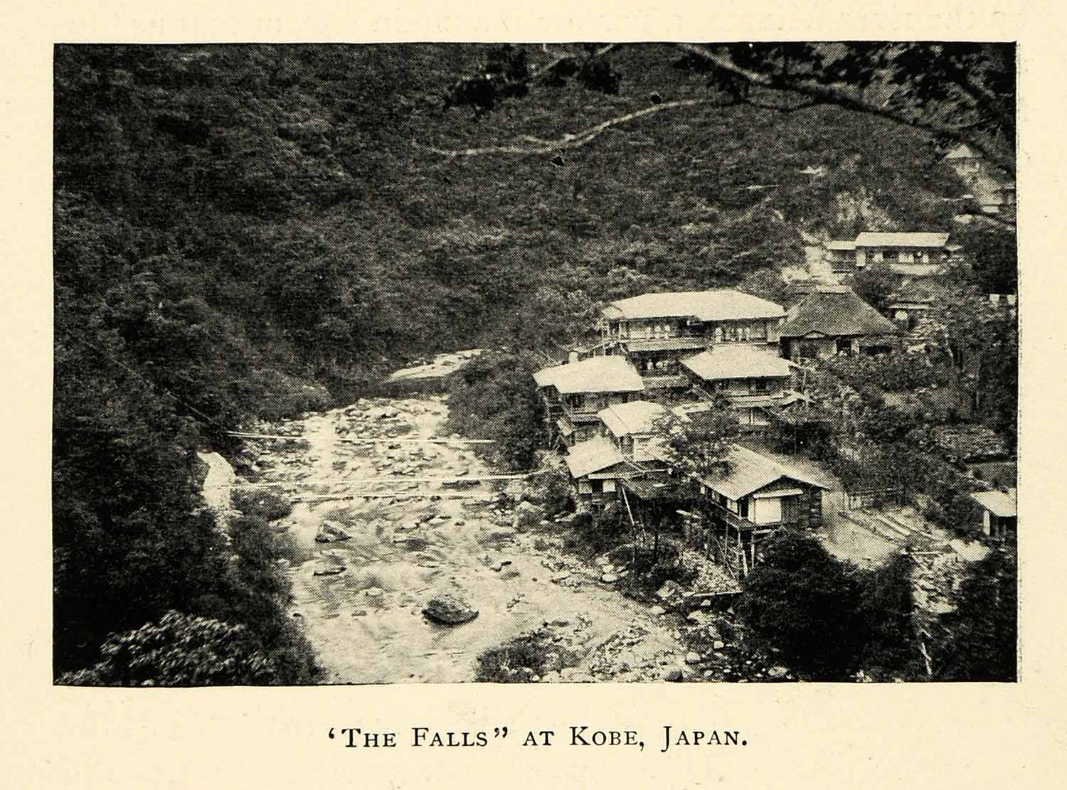 1898 Print Kobe Japan Falls Cityscape Landscape Historic Image Natural XGL7