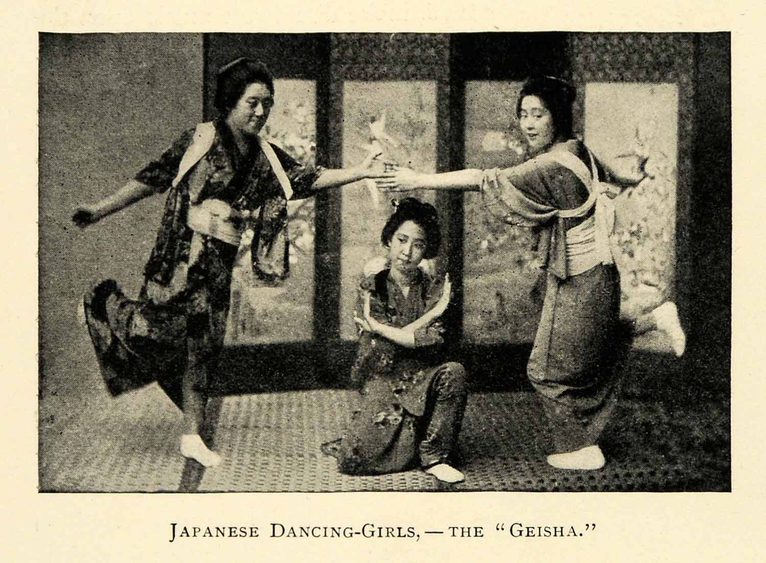 1898 Print Japanese Geisha Dancing Dancers Kimono Cultural Dance Japan XGL7