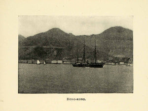 1898 Print Hong Kong China Coastal Town Ships Marine Nautical Historic XGL7