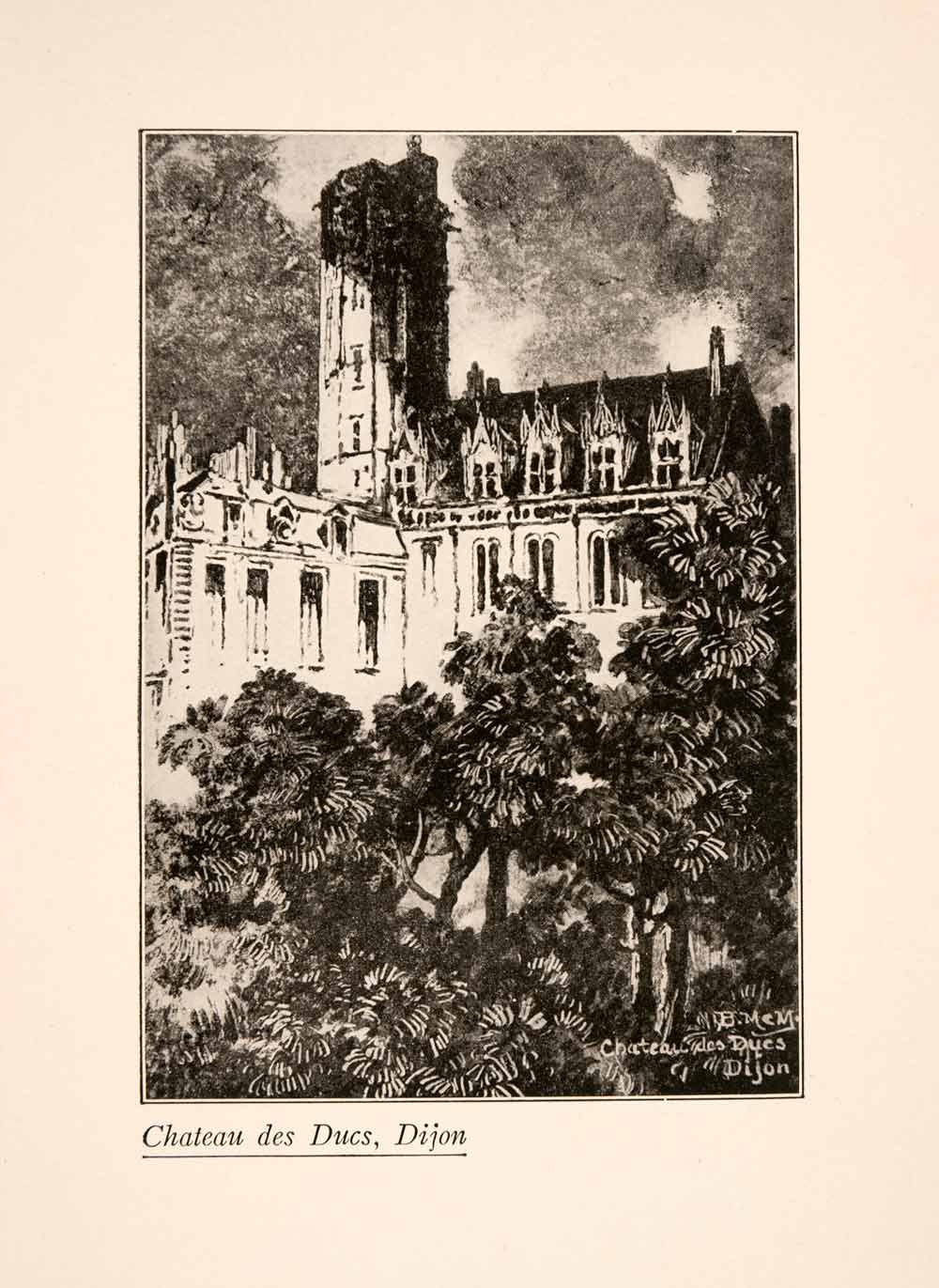 1929 Print Blanche McManus Chateau des Ducs Dijon France Architecture XGLA1