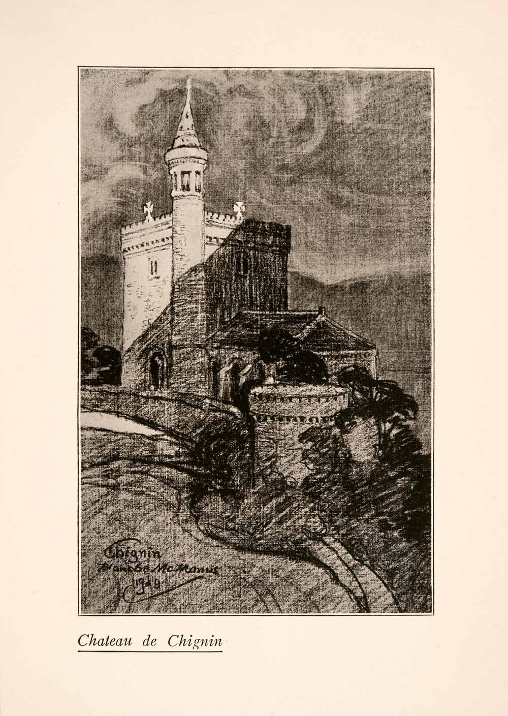 1929 Print Blanche McManus Chateau de Chignin France Architecture Historic XGLA1