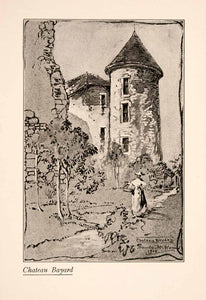 1929 Print Blanche McManus Chaeau Bayard France Architecture Historic XGLA1